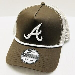 New Era Atlanta Braves Brown A-Frame 9FORTY Hat Cap Adjustable Snapback MLB Rope